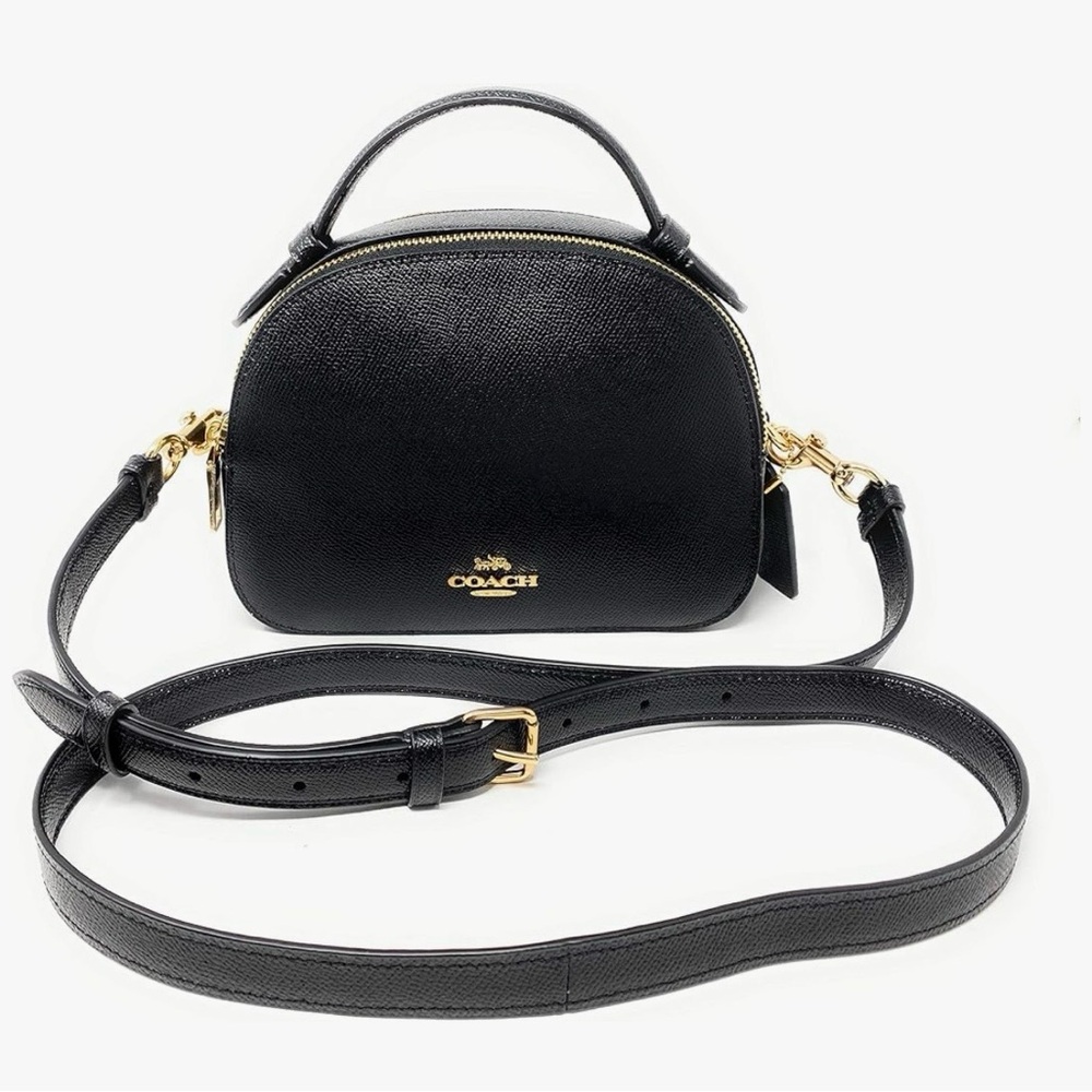 Coach Black Pebbled Leather Dome Crossbody with Gold Hardware